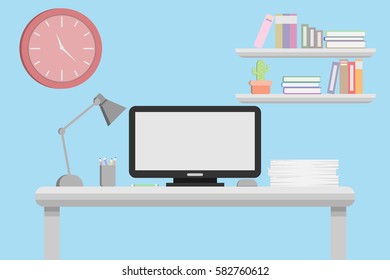 interior office room design.vector and illustration