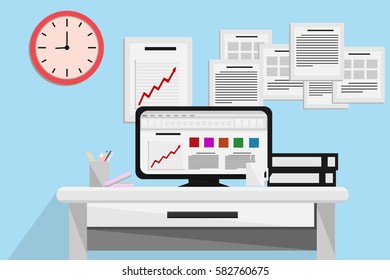 interior office room design.vector and illustration
