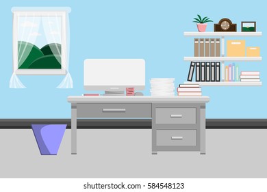 Interior office room design.vector and illustration