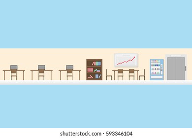 interior office room with desk  in room design.vector and illustration