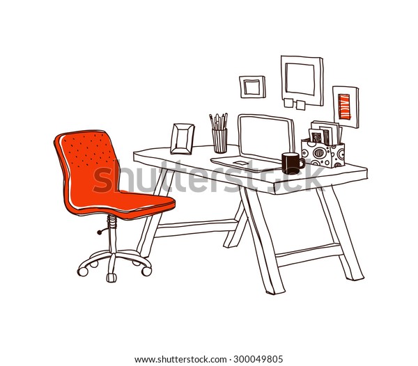 Interior Office Room Place Work Study Stock Vector (Royalty Free ...