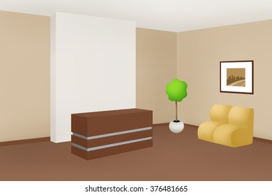 Interior office room reception beige cabinet illustration vector