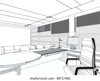 Interior Office Room Vector 05