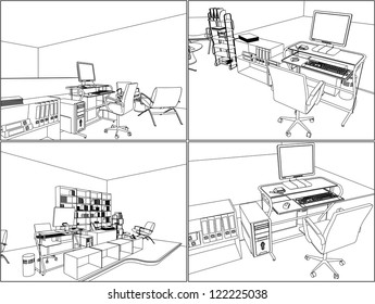 Interior Office Room Vector 11
