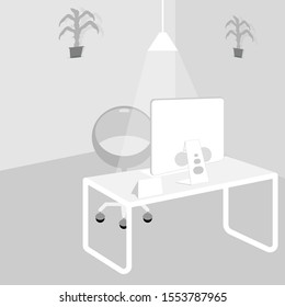 Interior office room. Vector clipart image