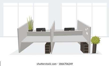 Sala de oficina interior. Imagen del cliente vector. Estilo de caricatura. Ilustración vectorial para la animación.