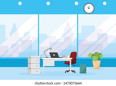 Interior office room. Vector illustration
