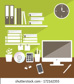 Interior office room vector illustration