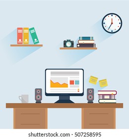 Interior office room. Vector illustration for design.