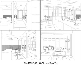 Interior Office Rooms Vector 06