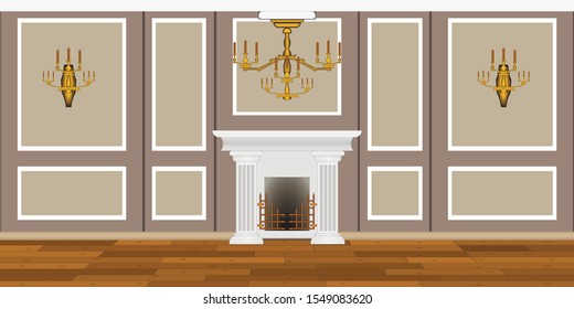 interior of an old living room with fireplace