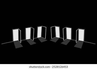 interior open doors future option dream start choice dream life design vector