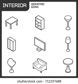 Interior outline isometric icons