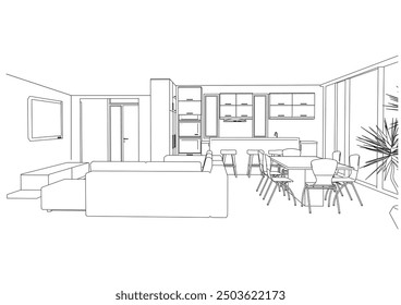 Esbozo interior Dibujo Perspectiva de una casa