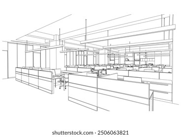 Esquema interior Dibujo Perspectiva de la oficina