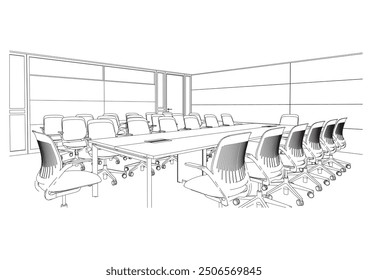Esbozo interior Dibujo Perspectiva de una sala de conferencias