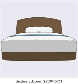 Interior of panoramic master bedroom with gray walls, comfortable king size bed