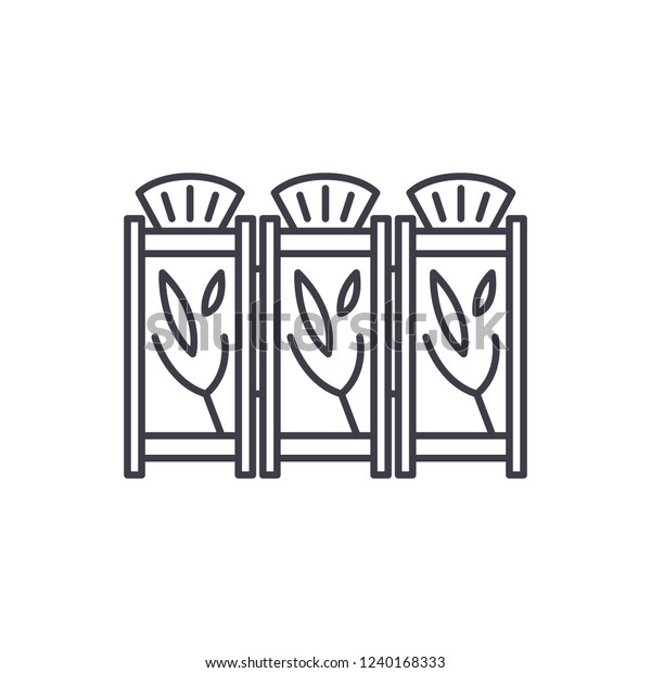 Interior partitions line icon\
concept. Interior partitions vector linear illustration, symbol,\
sign