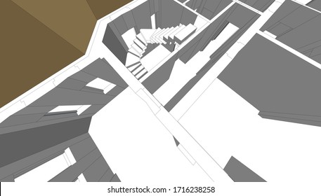 
interior in perspective 3d rendering, architectural form