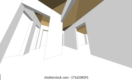 
interior in perspective 3d rendering, architectural form