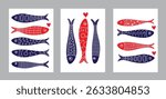 Interior poster with fish. Cute set. Vector illustration