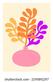 Interior poster template. Modern trendy Matisse minimal style.
