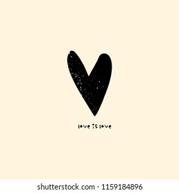Interior poster and t-shirt design consept. Carved heart with rustic text