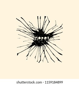 Interior poster and t-shirt design consept. Handdrawn blot with rustic text. Ink drop