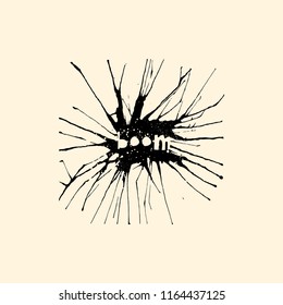 Interior poster and t-shirt design consept. Handdrawn blot with rustic text. Ink drop