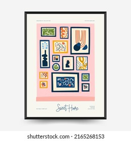 Plantilla de afiches interiores. Moderna moda Matisse minimalista.