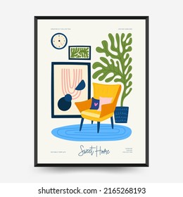 Interior posters template. Modern trendy Matisse minimal style.