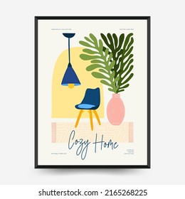 Plantilla de afiches interiores. Moderna moda Matisse minimalista.