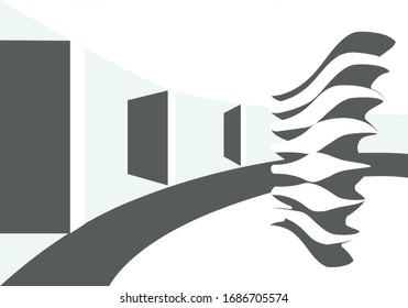 The interior of a public building. Smooth bends.