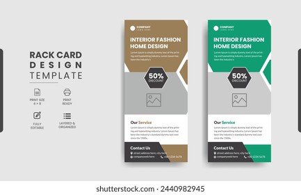 Interior rack card dl flyer design template and Real estate rack card template design	