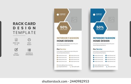 Interior rack card dl flyer design template and Real estate rack card template design	