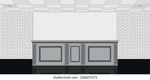 Interior of a reception desk in a room without people