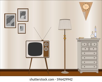 Interior retro style of the sixties and seventies.
