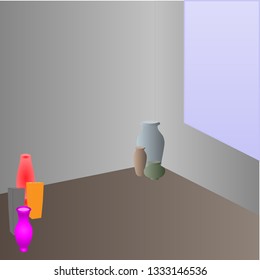 interior room in dark colors