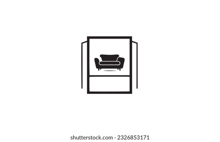 Interior room, furniture gallery logo design black simple flat icon on white background