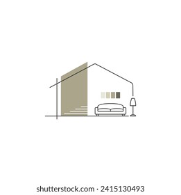 Interior room, furniture gallery logo design