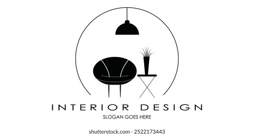 Quarto interior, design de logotipo da galeria de móveis