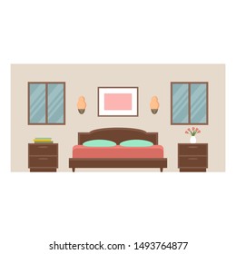 Interior of the room with furniture. Vector Illustration