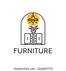 Interior room, gallery furniture logo design vector