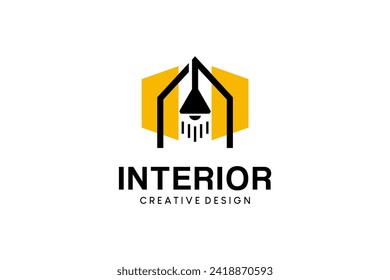 Interior room home lamp logo, modern furniture gallery logo design