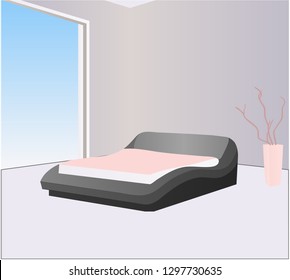 interior room with a large window
