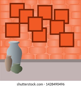 interior room with a light brick wall