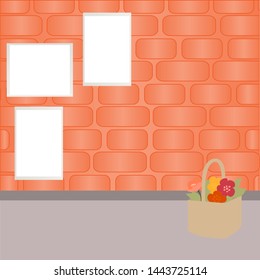 interior room with a light brick wall
