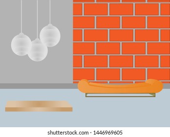 interior room with a light brick wall