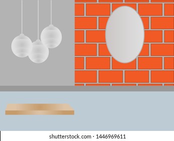 interior room with a light brick wall