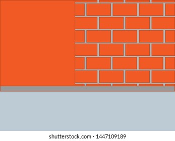 interior room with a light brick wall